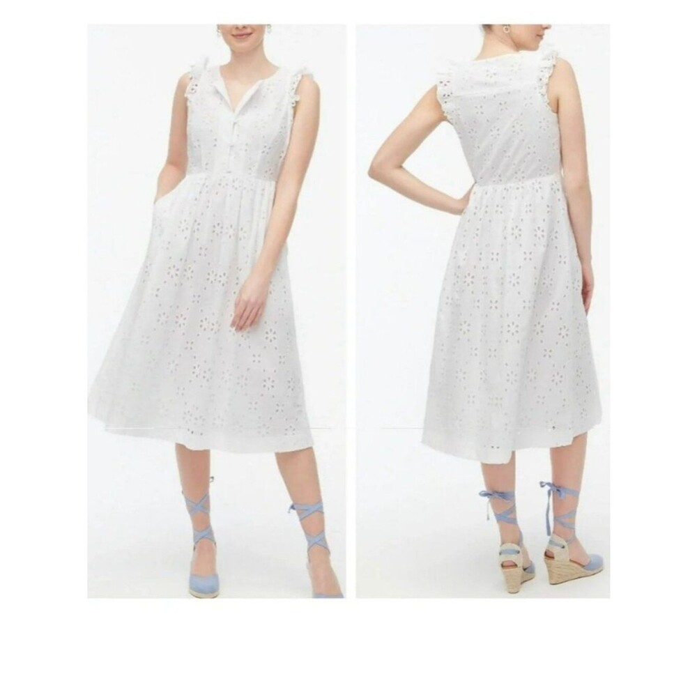 J. Crew White Eyelet Midi Dress Size 16